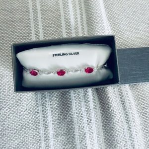 Sterling silver cz/ruby bracelet